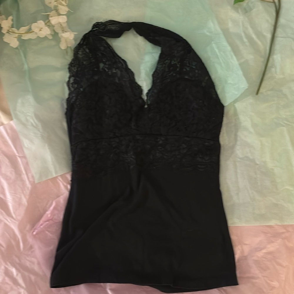very gently worn size medium zenana outfitters black lace halter